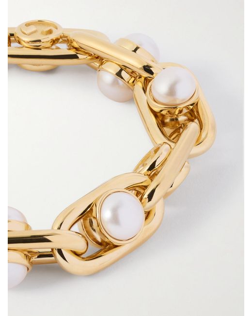 Gucci Metallic Tone Pearl-Like Bracelet