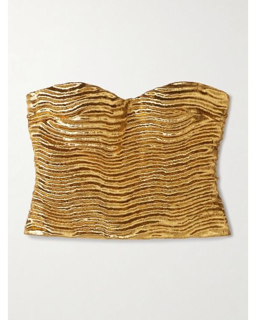 Ulla Johnson Heleen Strapless Metallic Cloqué Bustier Top