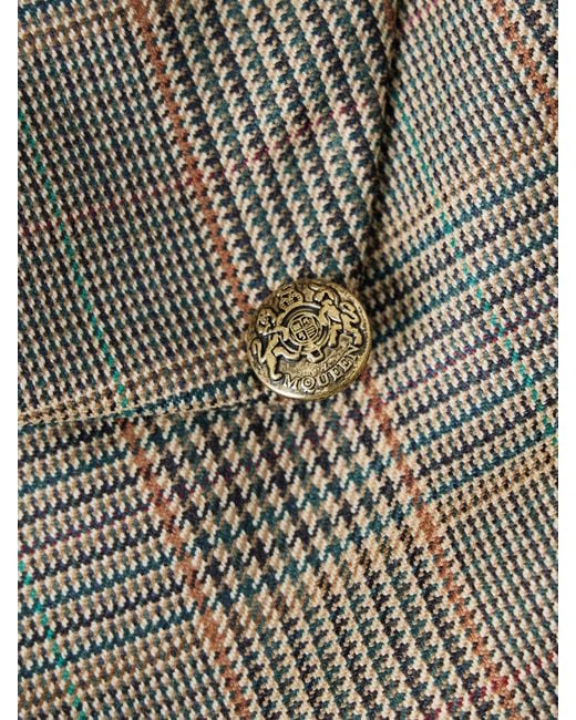 Alexander McQueen Gray Minikleid Aus Karierter Wolle Mit Falten