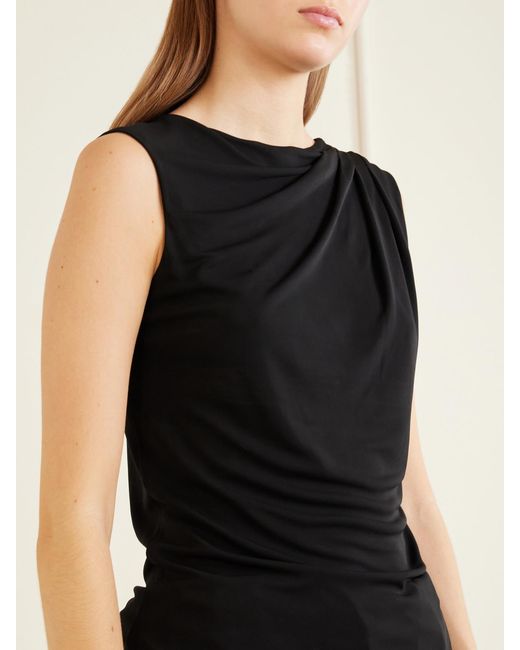 Kallmeyer Black Floriana Ruched Jersey Tank