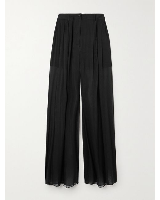 Dolce & Gabbana Black Silk-chiffon Wide-leg Pants