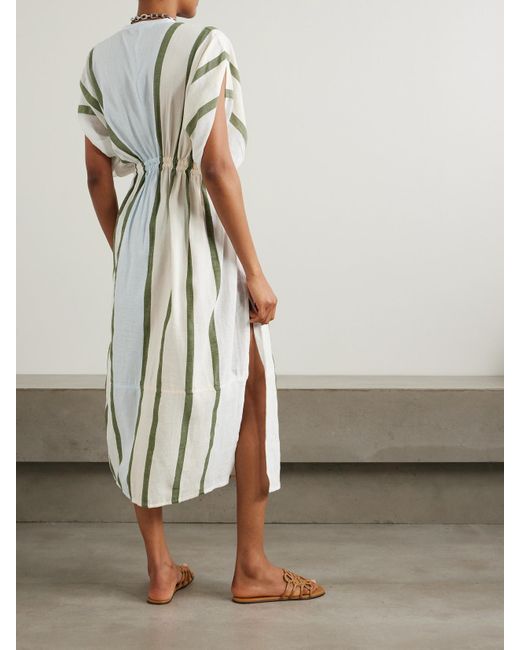 Lemlem Blue Leila Striped Cotton-Blend Coverup