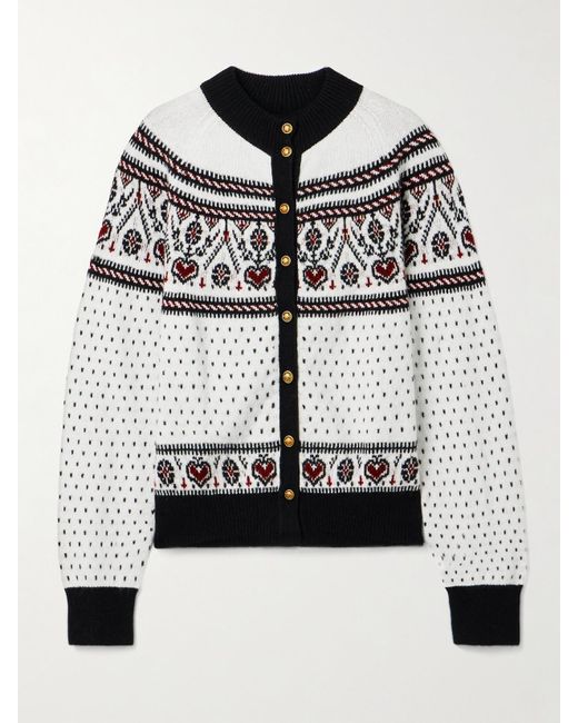 Khaite Gray Marc Fair Isle Cashmere Cardigan