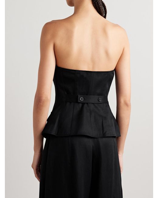 Ulla Johnson Black Noemie Lyocell-Blend Twill Bustier Top