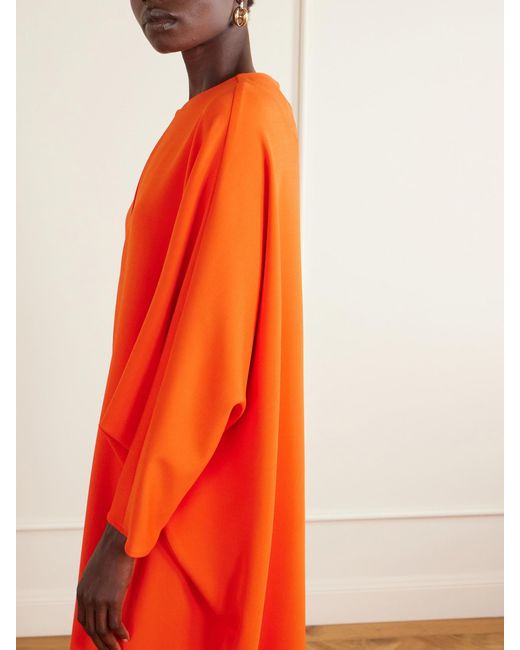 Oscar de la Renta Orange Draped Crepe Gown