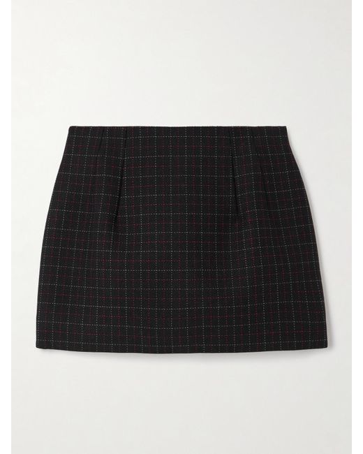 Wardrobe NYC Black Contour Checked Wool Mini Skirt