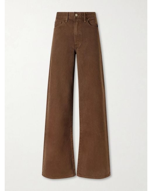 The Elder Statesman Brown Evie Organic Cotton-Twill Wide-Leg Pants