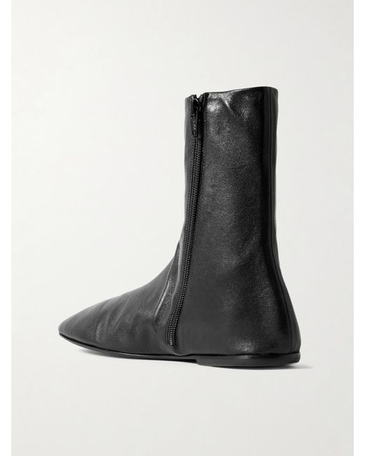 Dries Van Noten Black Leather Ankle Boots