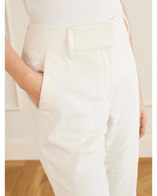 Gabriela Hearst White Ianthe Cotton-Corduroy Flared Pants