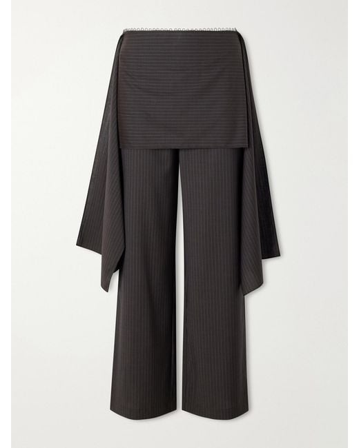 Deiji Studios Gray Striped Wool Flared Pants