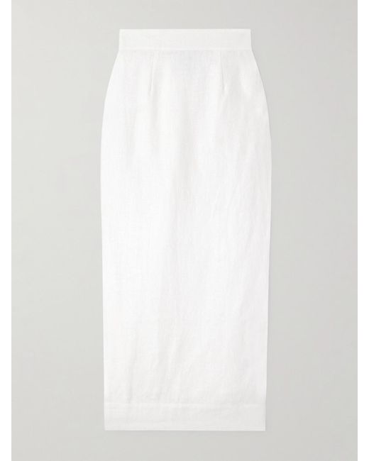 Posse White Emma Linen Midi Skirt