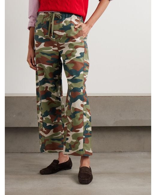 Mother Green The Drawn Half-Pipe Ankle Camouflage-Print Cotton Wide-Leg Pants