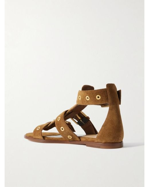 Gianvito Rossi Brown Buckled Suede Sandals