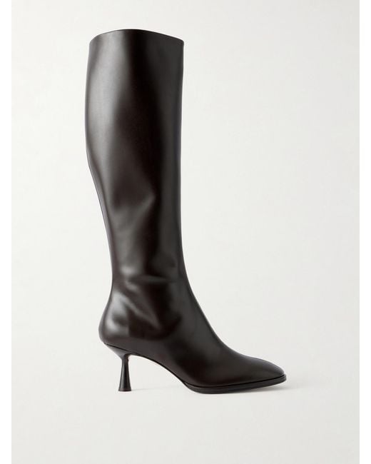 Aeyde Black Catherine 65 Leather Knee Boots