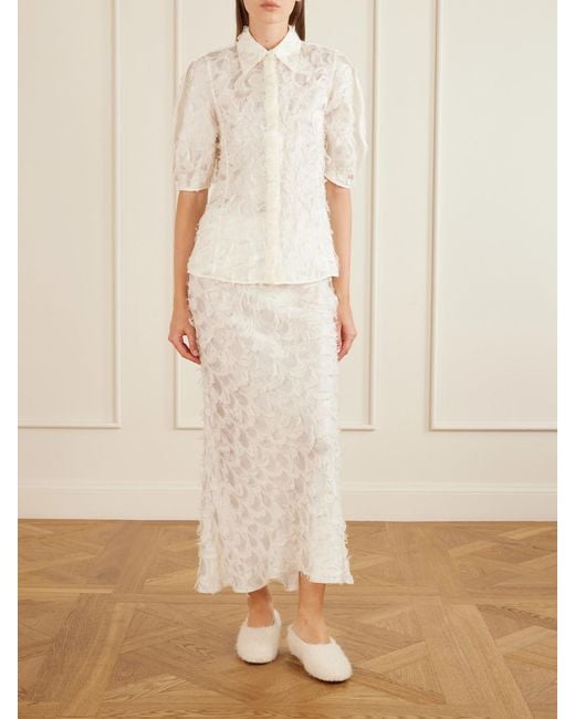 Gabriela Hearst White Frei Fil Coupè Silk And Wool-Blend Maxi Skirt