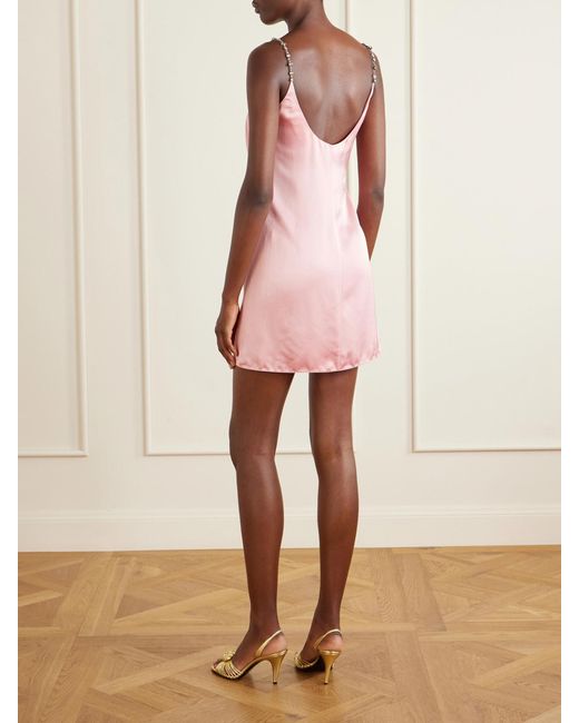 Valentino Garavani Pink Crystal-Embellished Pleated Cady Mini Dress