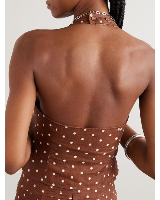 Cara Cara Brown Prescott Polka-Dot Linen Vest