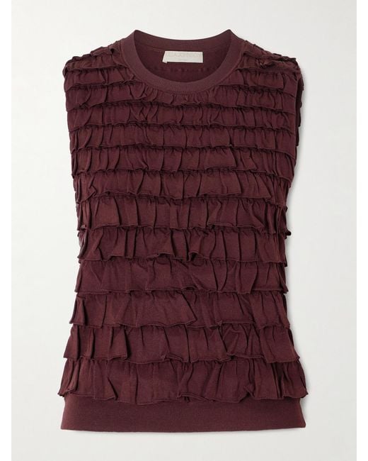 Ulla Johnson Purple Lula Tiered Ruffled Jersey Top