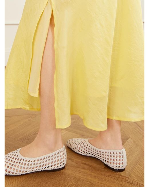 Alix Of Bohemia Yellow Lyra Sunlight Silk Midi Skirt