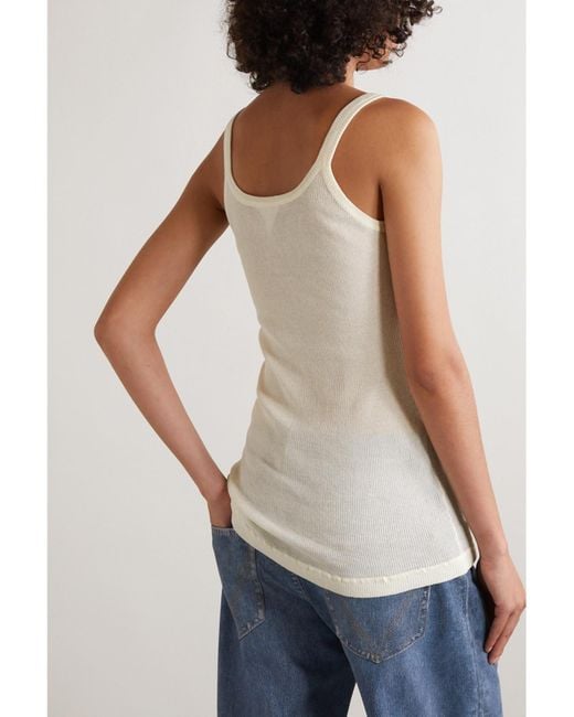 Bottega Veneta Natural Ribbed Cotton-Blend Tank