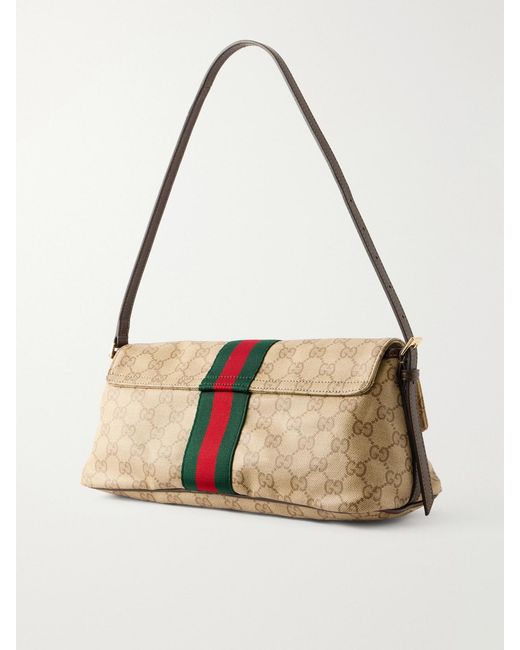 Gucci Metallic Madison Leather-Trimmed Printed Coated-Canvas Shoulder Bag