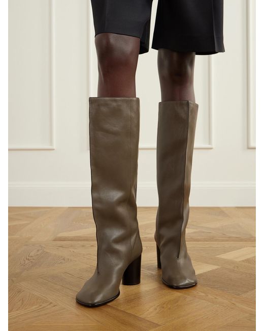 Lemaire Natural Crease Leather Knee Boots