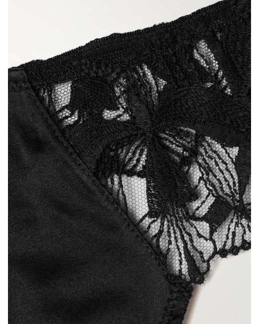 Kiki de Montparnasse Black Eclore Lace And Stretch-Silk Thong