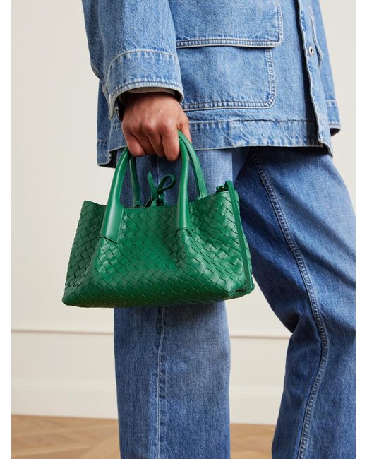 Bottega Veneta Green Pinacoteca Small Intrecciato Leather Tote