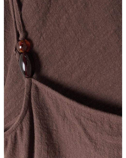 Staud Brown Laura Bead-Embellished Cotton-Gauze Maxi Dress