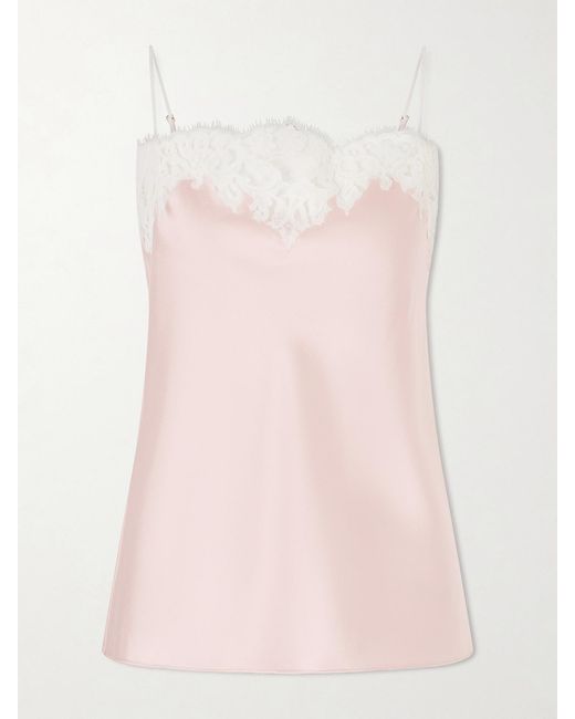 Stella McCartney Pink Lace-Trimmed Satin Camisole