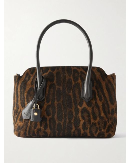 Tom Ford Black Ocelot Mittelgroße Tote Aus Gebürstetem Veloursleder Mit Lederbesätzen Und Ozelot-Muster
