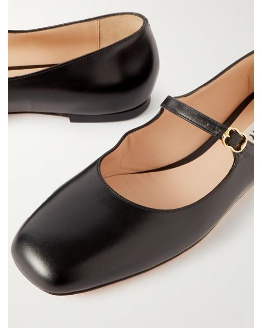 Bally White Banya Leather Mary Jane Ballet Flats
