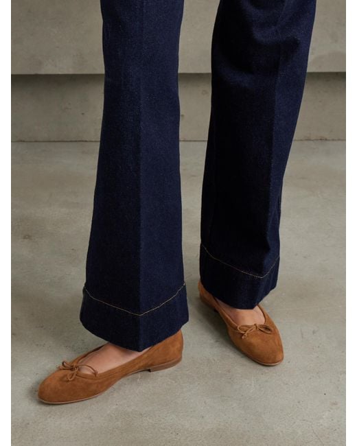 Manolo Blahnik Brown Veralli Bow-Detailed Suede Ballet Flats