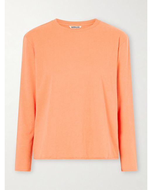 Auralee Orange Cotton And Cashmere-Blend T-Shirt