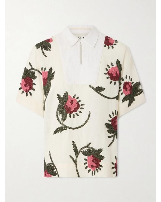 S.S.Daley Natural Iona Bead-Embellished Linen Shirt
