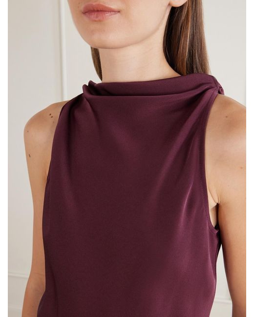 Veronica Beard Purple Radford Crepe-Satin Blouse