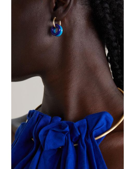 Mateo Blue Donut 14-Karat Lapis Lazuli Hoop Earrings