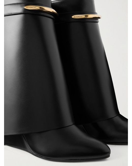 Givenchy Black Shark Embellished Leather Ankle Boots