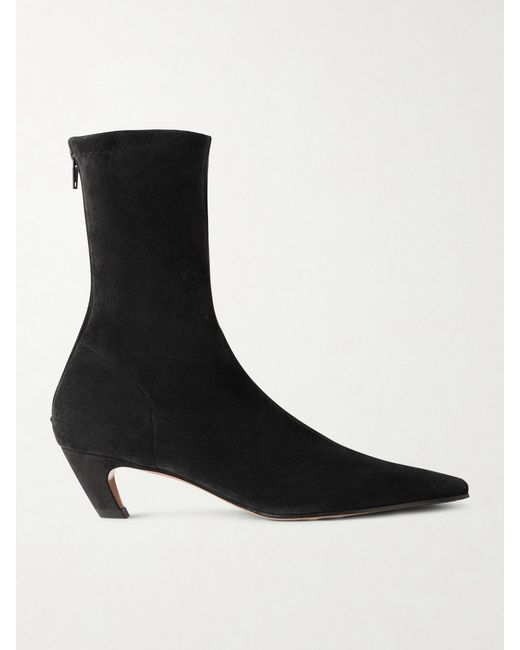 Khaite Black Arizona Suede Ankle Boots