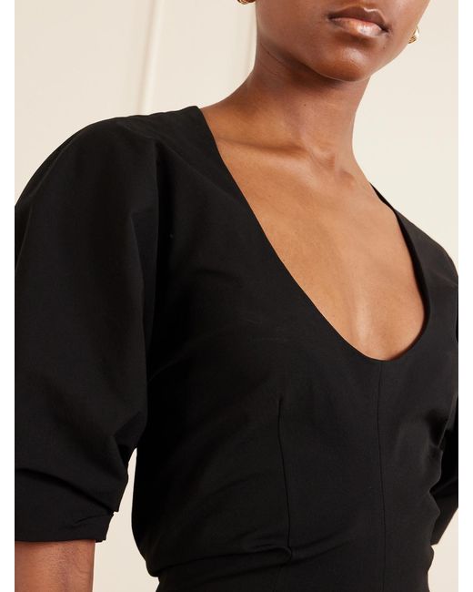 Proenza Schouler Black Clarissa Cotton-Blend Jersey Midi Dress