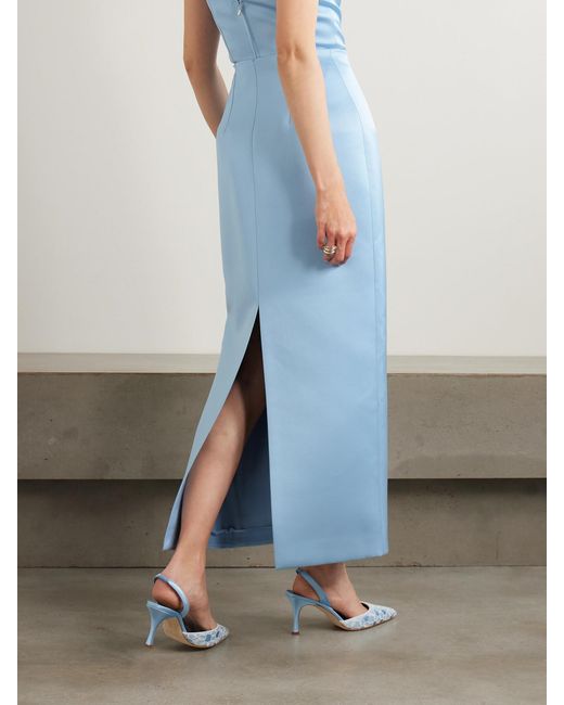 Emilia Wickstead Blue Harleigh Convertible Duchesse-Satin Midi Skirt