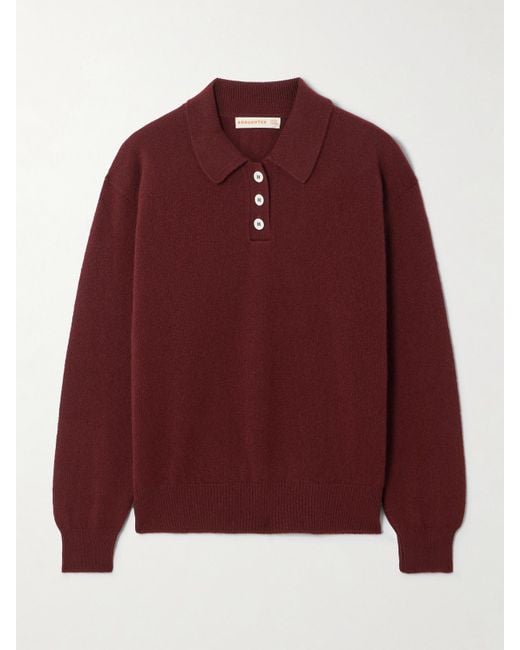&Daughter Red Edith Wool Polo Sweater