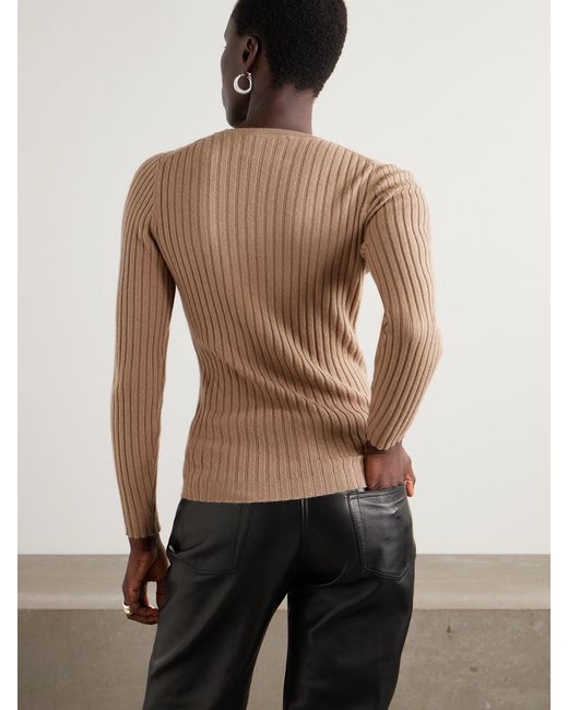 Allude Natural Ribbed Cashmere Sweater