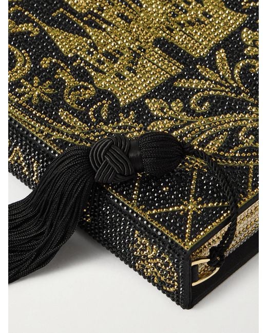 Judith Leiber Green Storybook Tasseled Crystal-Embellished-Tone Canvas Clutch