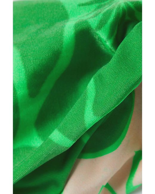 Farm Rio Green One-Shoulder Printed Bikini Top