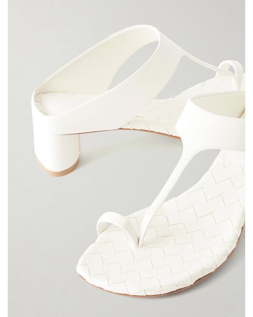 Bottega Veneta White Livia Intrecciato Leather Sandals