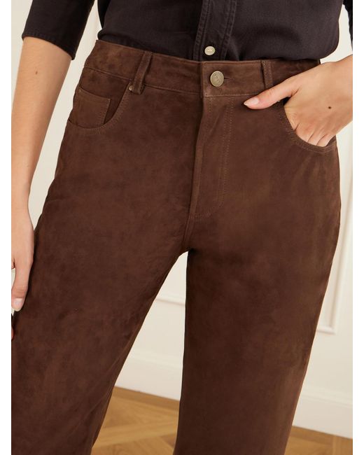 Arma Brown Jean Suede Straight-Leg Pants