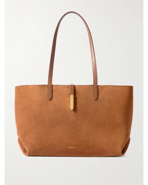 DeMellier London Brown Tokyo Leather-Trimmed Suede Tote