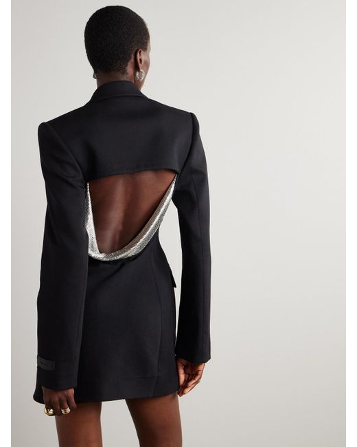 Versace Black Doppelreihiges Minikleid Aus Grain De Poudre Aus Einer Wollmischung Mit Cut-Out