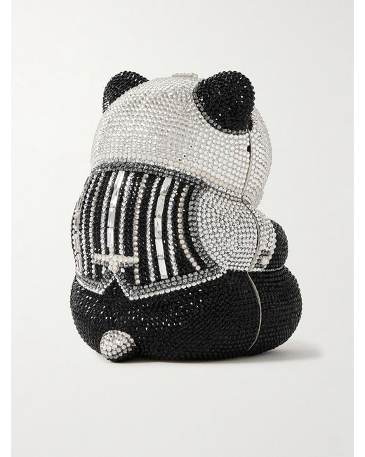 Judith Leiber Black Teddy Bear Ling Crystal-Embellished-Tone Clutch